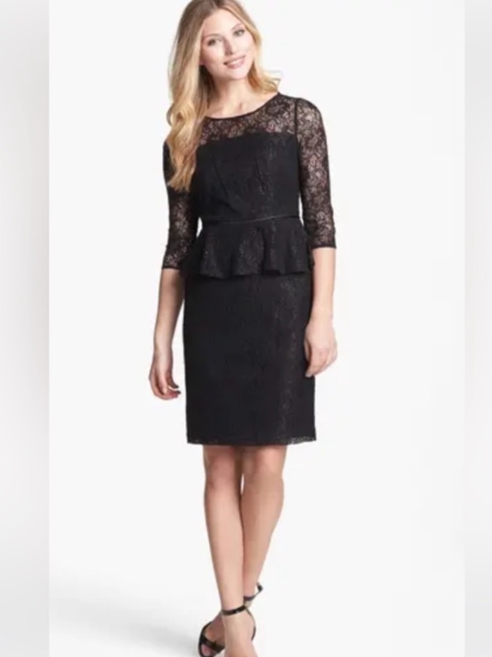 Adrianna Papell Navy Lace Long Sleeve Dress NWOT